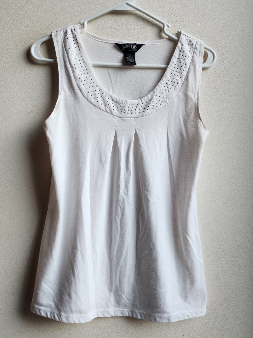 Take Two White Embellished Tank Top Size Medium
